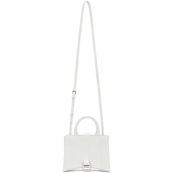 Balenciaga White Croc XXS Hourglass Bag