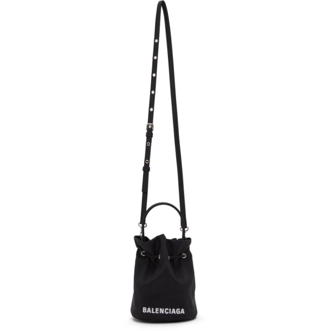 BALENCIAGA: Bucket Wheel bag in nylon - Black  Balenciaga mini bag 619458  H852N online at