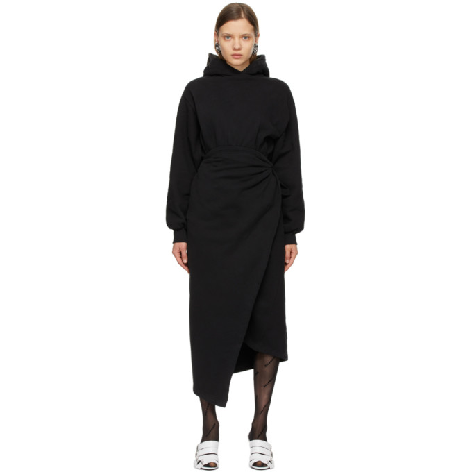 BALENCIAGA BLACK EASYWRAP HOODED DRESS