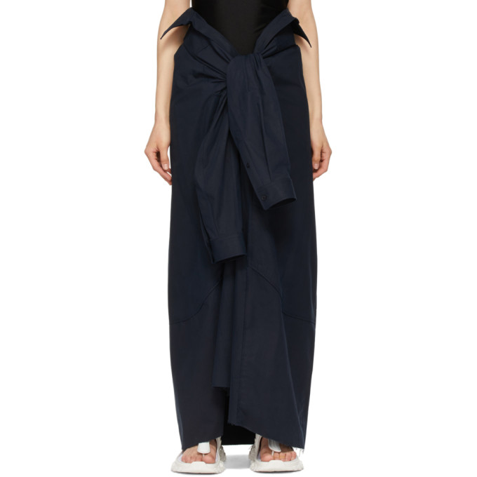 BALENCIAGA NAVY CONVERTIBLE TIED UP SKIRT