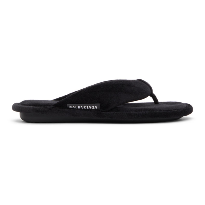 BALENCIAGA BLACK SOFT THONG SANDALS