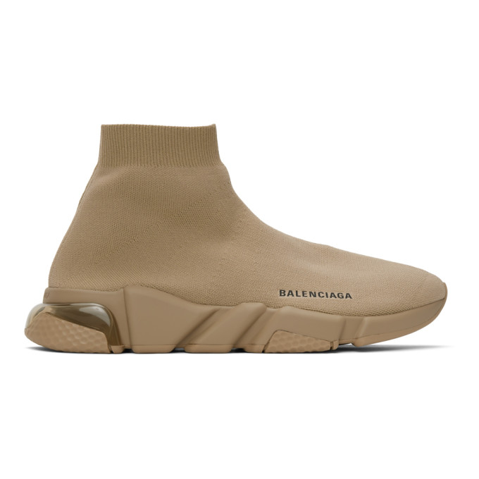 Balenciaga Beige Clear Sole Speed Sneakers