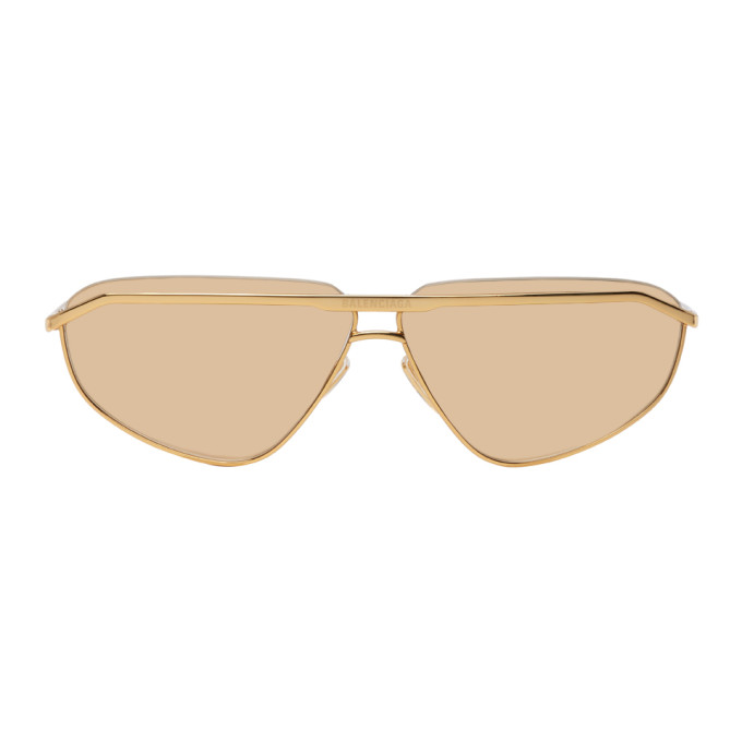 Balenciaga Gold Shiny Bb0138s Sunglasses In 003 Gold