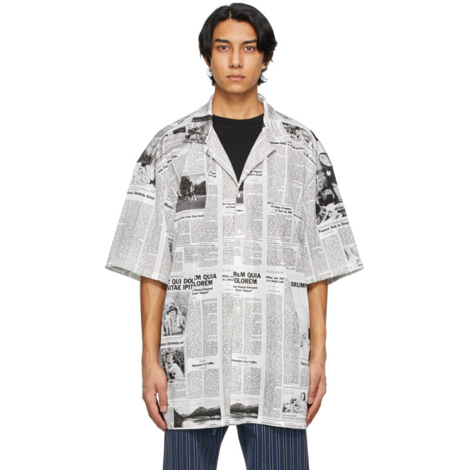 Balenciaga White and Black Happy News Short Sleeve Shirt