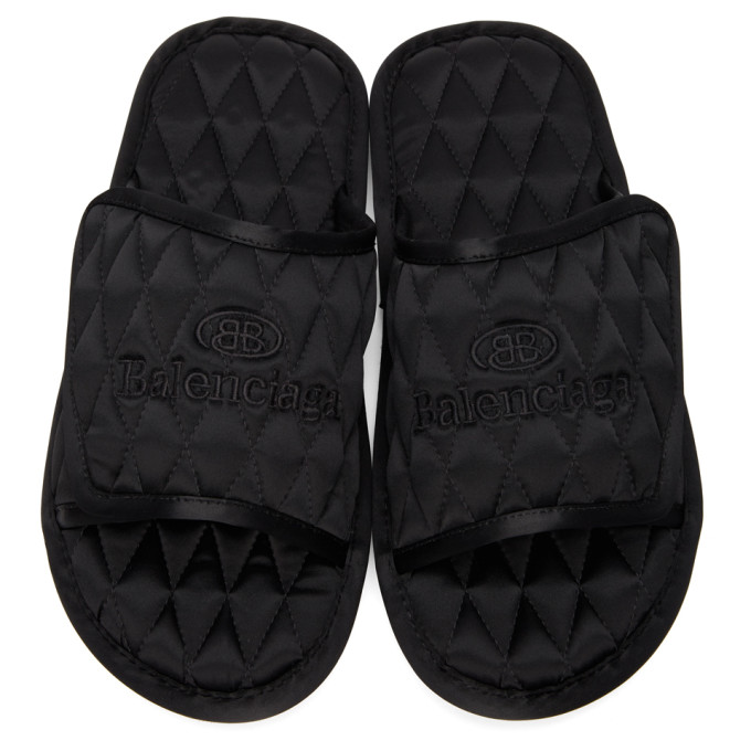 BALENCIAGA BLACK QUILTED HOME SANDALS