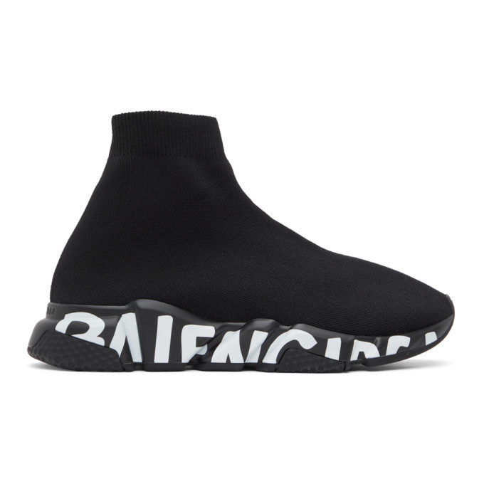 Balenciaga Black Graffiti Sole Speed Sneakers