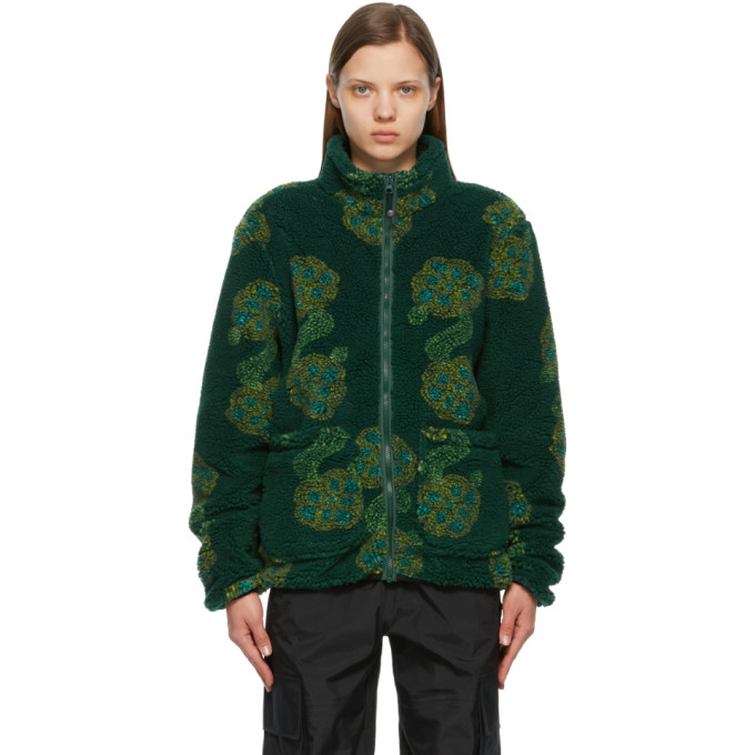 Stussy Green Sherpa Mock Neck Jacket