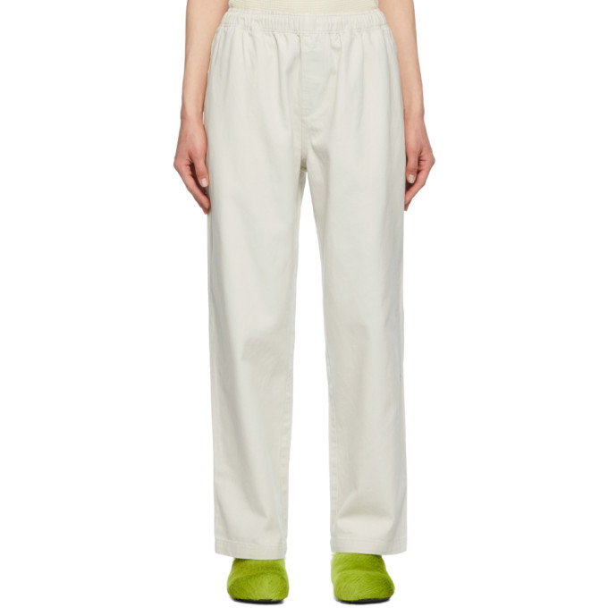 Stussy Off-white Brushed Beach Trousers In Bone