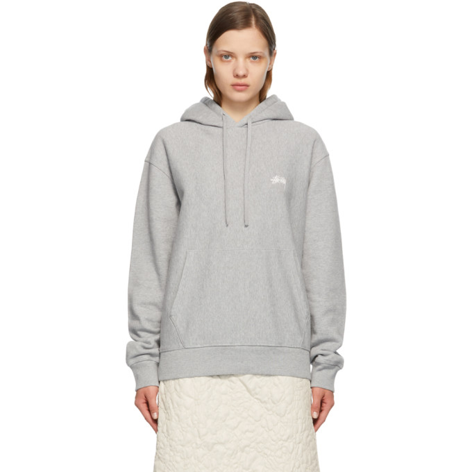 Stussy Grey Overdyed Hoodie In Grey Heather