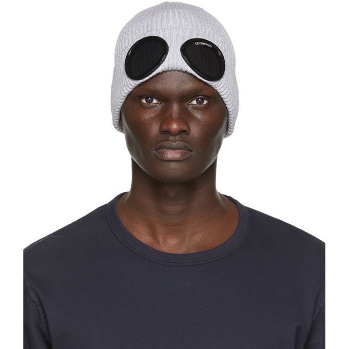 C.P. Company Grey Cotton Goggle Beanie