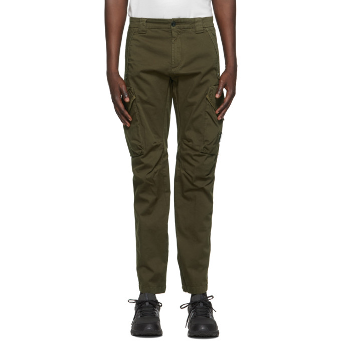 C.P. Company Green Stretch Sateen Garment-Dyed Utility Cargo Pants