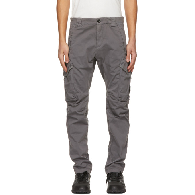 C.P. Company Grey Stretch Sateen Garment-Dyed Utility Cargo Pants