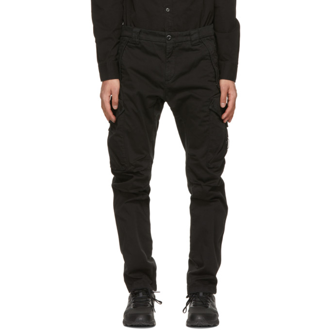 C.P. Company Black Stretch Sateen Garment-Dyed Utility Cargo Pants