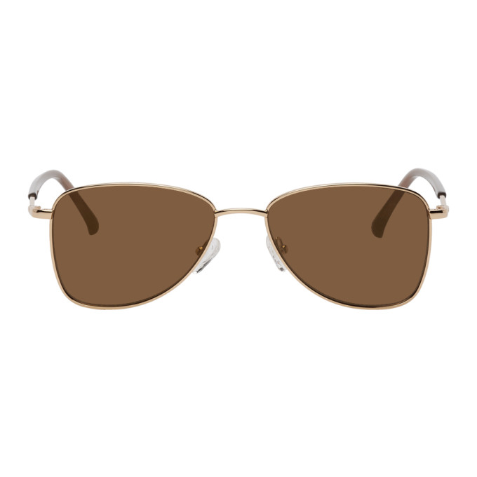 Dries Van Noten Gold Linda Farrow Edition 197 Aviator Sunglasses