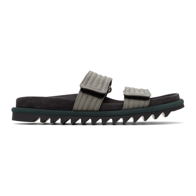 Dries Van Noten Grey Canvas and Suede Slide Sandals