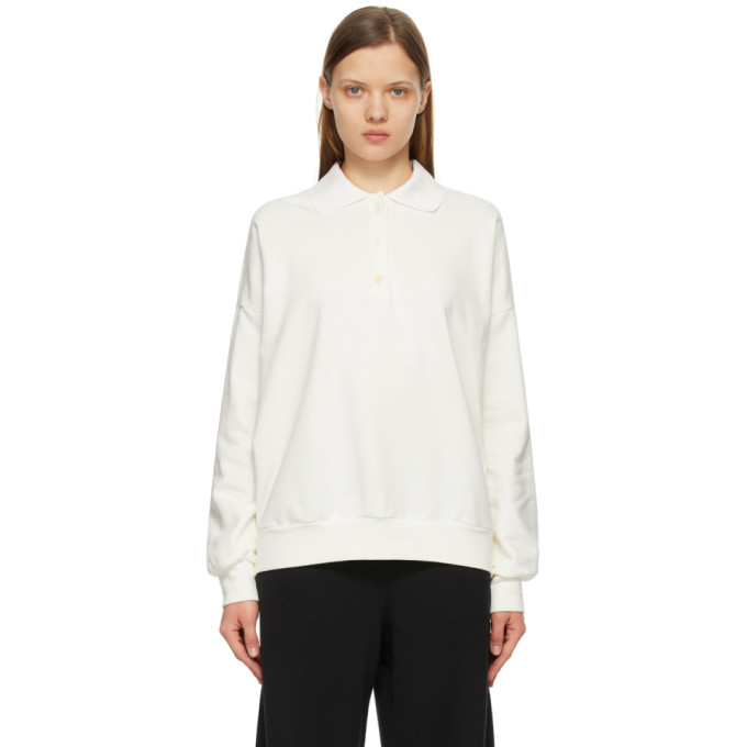 The Row Essentials Corzas Cotton-terry Polo Top In Sea Seashell