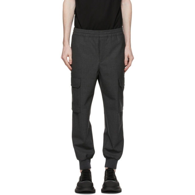 Neil Barrett Grey Wool Carrot Cargo Pants