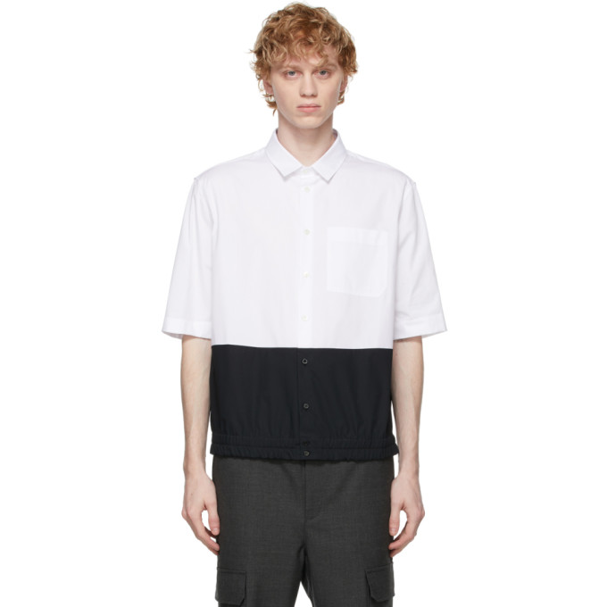 Neil Barrett White and Black Poplin Pocket Shirt