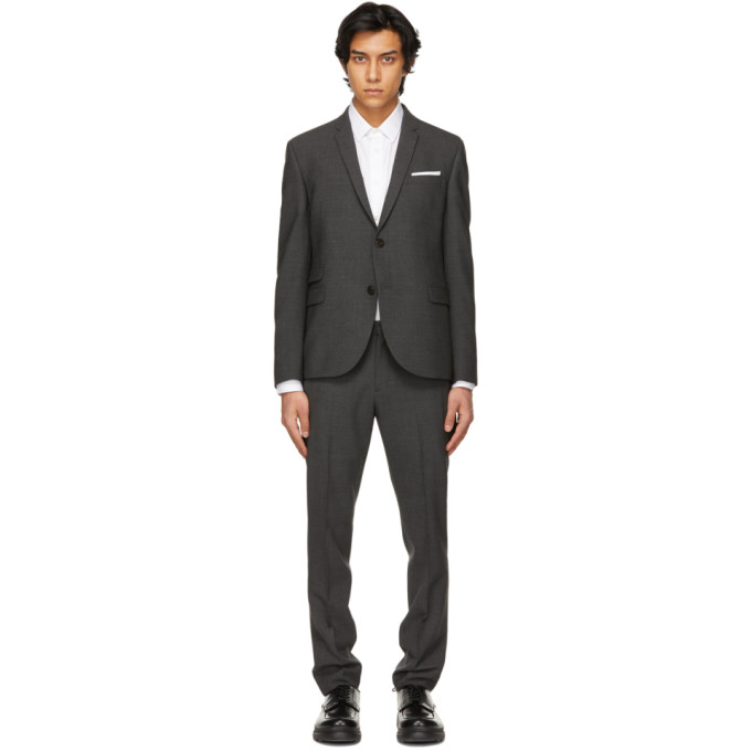Neil Barrett Grey Minimalist 360° Stretch Constructed Slim Suit