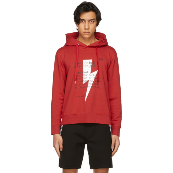 Neil Barrett Red Thunderbolt Hoodie