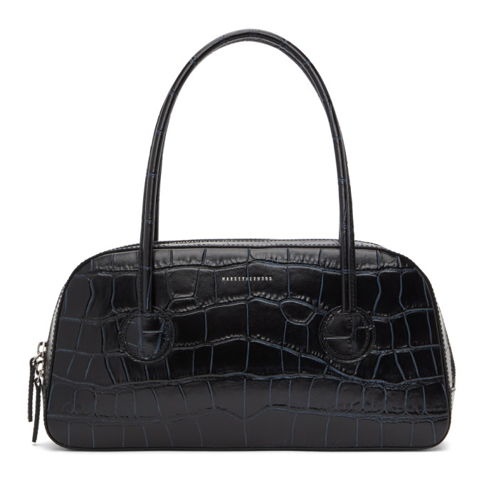 Marge Sherwood Black Croc Bassette Tote Bag