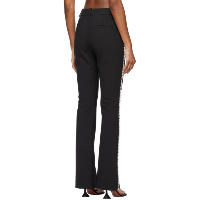 AREA BLACK CRYSTAL STITCHED SLIM FLARE TROUSERS