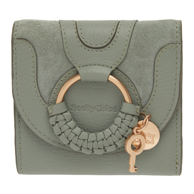 See by Chloe Green Suede Hana Square Wallet