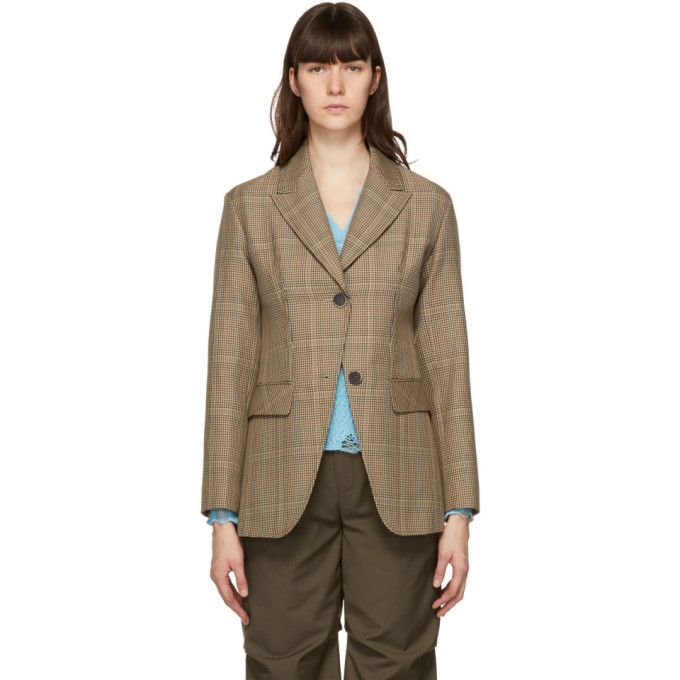 Andersson Bell Brown Wool Check Tate Blazer