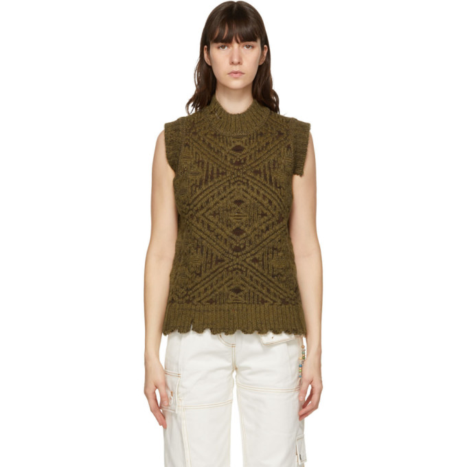 Andersson Bell Brown and Green Heavy Jacquard Sweater