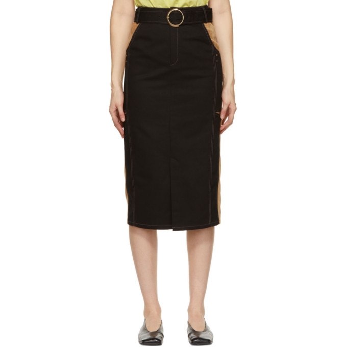 Andersson Bell Black and Tan Slit Nadia Skirt