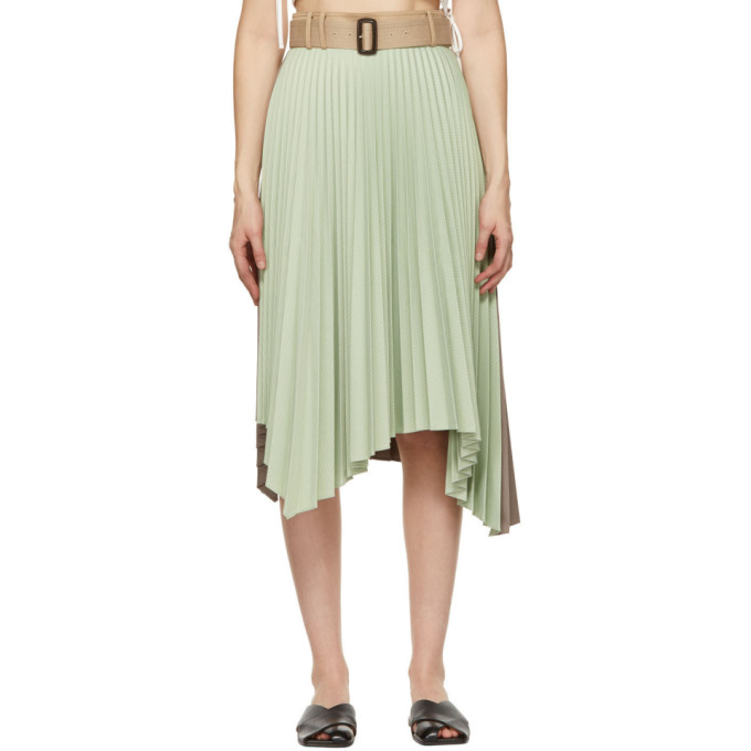 Andersson Bell Green and Brown Joanna 50/50 Pleats Skirt
