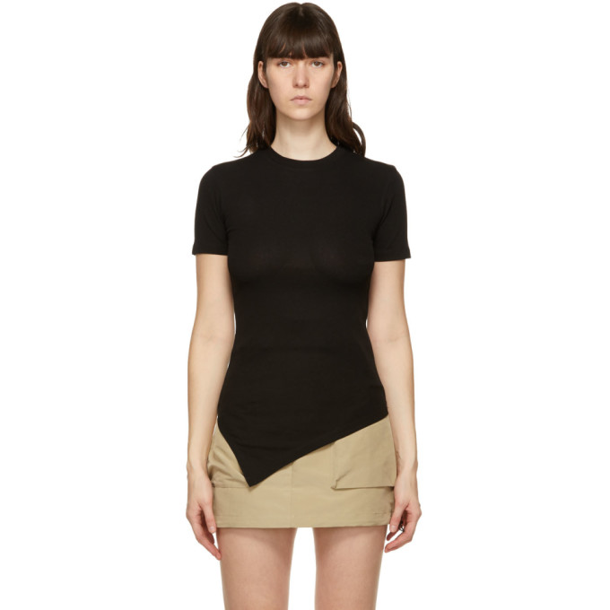 Andersson Bell SSENSE Exclusive Black Asymmetric Ruched Cindy T-Shirt