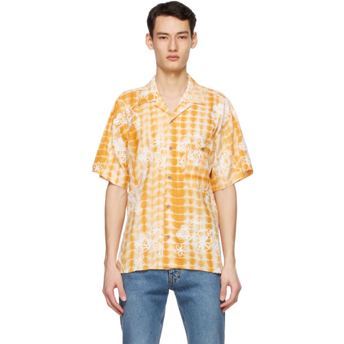 Andersson Bell Yellow and White Tie-Dyed Embroidery Shirt