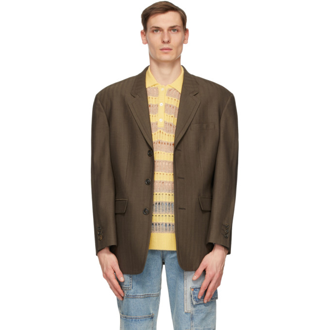 Andersson Bell Brown Wool Herringbone Totem Blazer