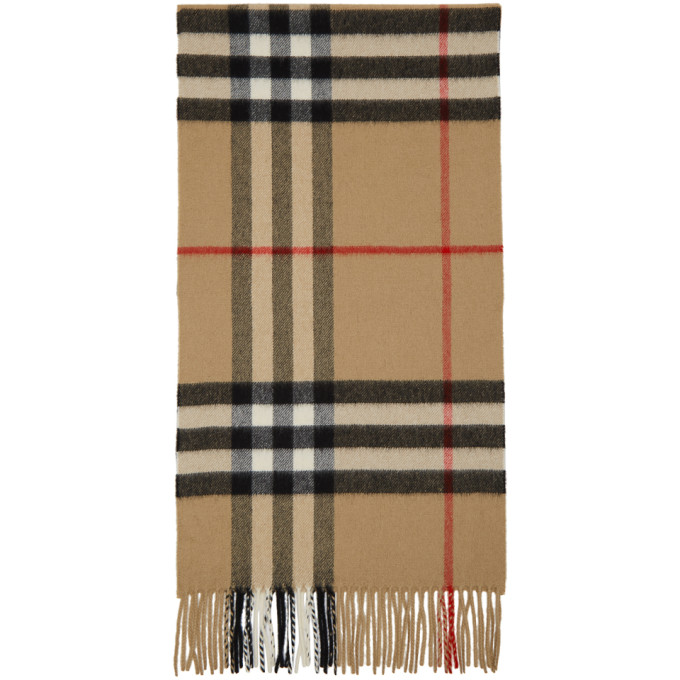 Burberry Beige Cashmere Classic Check Scarf