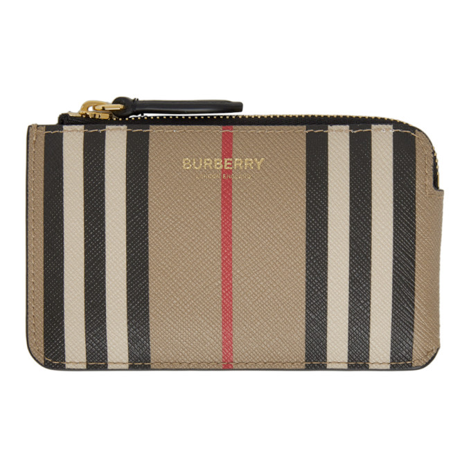 Burberry Icon stripe E-canvas and Leather Folding Wallet 