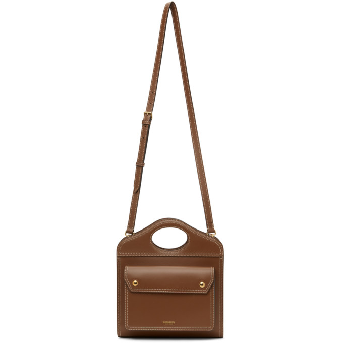 Burberry Brown Mini Topstitched Pocket Bag