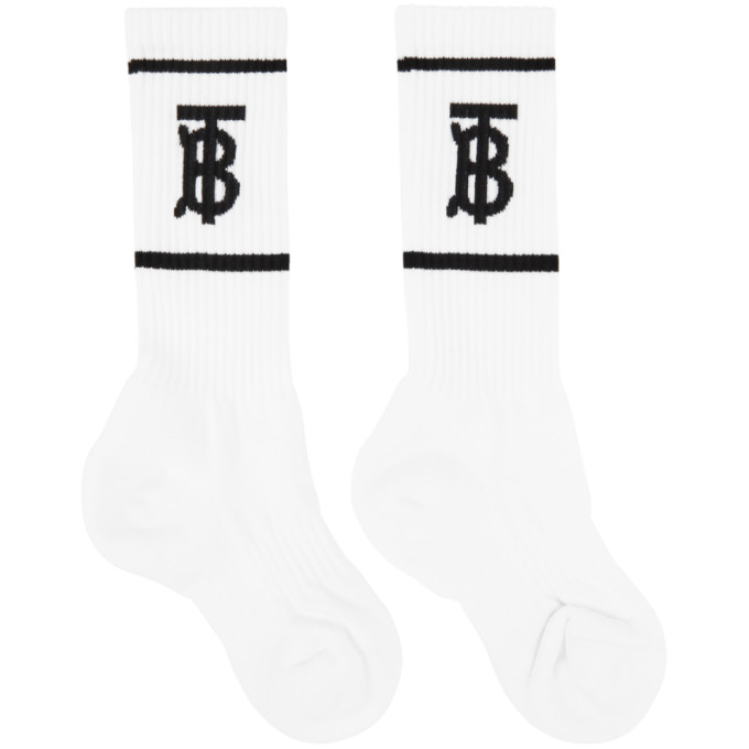 BURBERRY WHITE TB MONOGRAM SOCKS