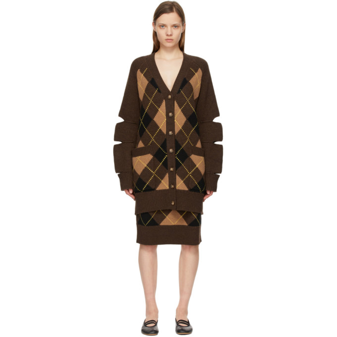 BURBERRY BROWN CHECK AGNESE CARDIGAN