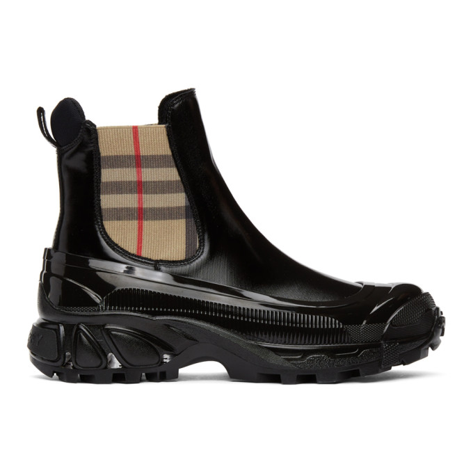 Vintage check detail coated canvas chelsea boots clearance
