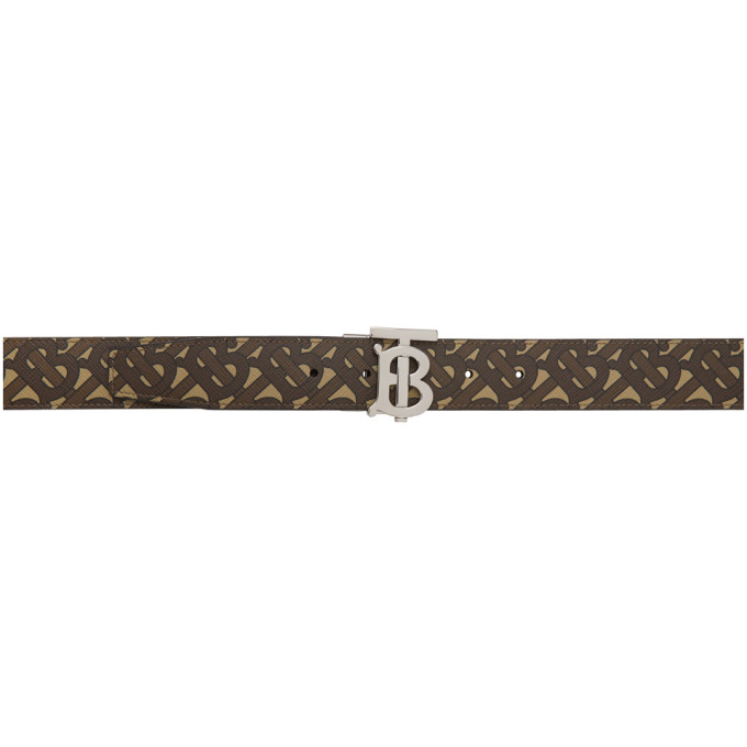 Burberry Reversible Brown E-Canvas Monogram TB Belt