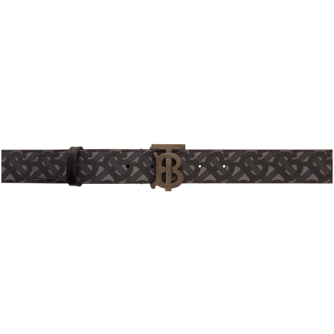 Burberry Reversible Leather TB Monogram Belt - Black - 85