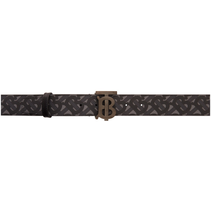 Burberry Monogram-Motif Leather-Trim Canvas Belt