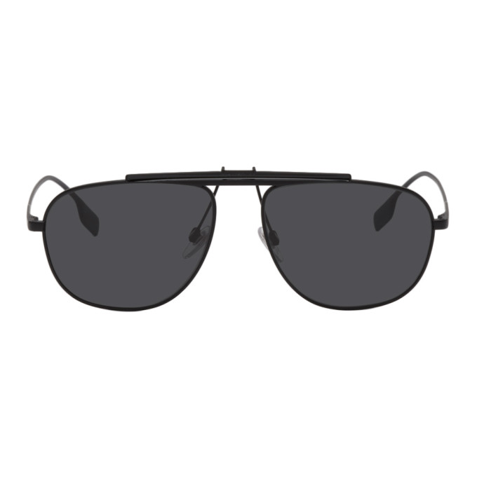 Burberry Black Matte Aviator Sunglasses In 100787 Matte Black