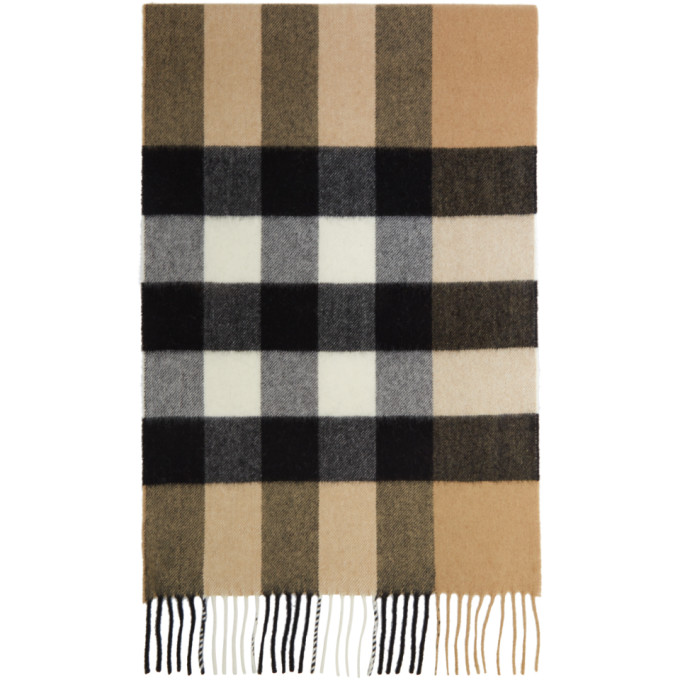 Burberry Beige Cashmere Mega Check Scarf