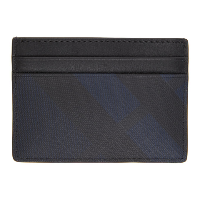 Burberry Navy London Check Sandon Card Holder | Smart Closet