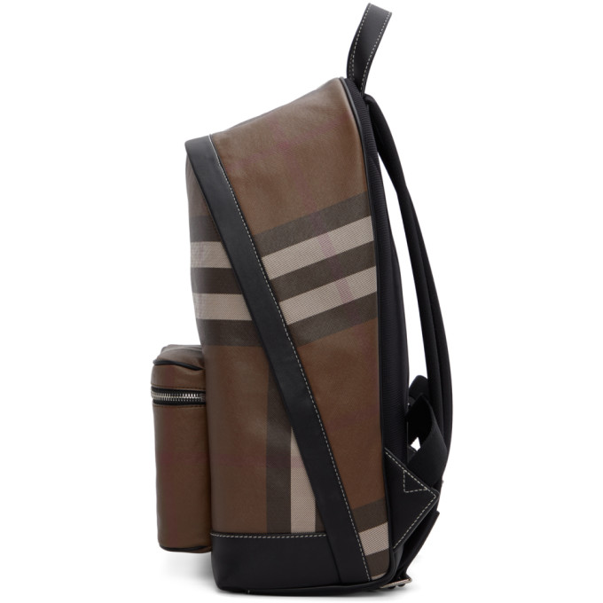 BURBERRY BURBERRY BROWN E-CANVAS GIANT CHECK BACKPACK