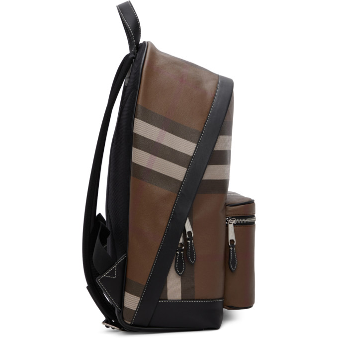BURBERRY BURBERRY BROWN E-CANVAS GIANT CHECK BACKPACK
