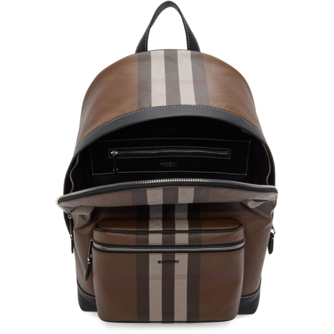 BURBERRY BURBERRY BROWN E-CANVAS GIANT CHECK BACKPACK