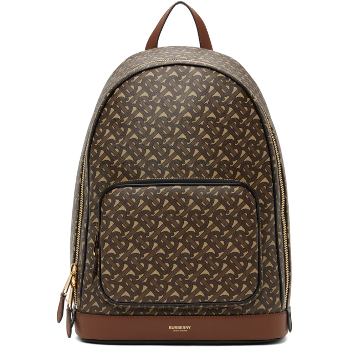 BURBERRY E-Canvas Monogram Rocco Backpack Bridle Brown 1097631